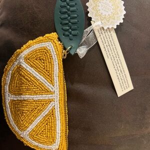 Beaded Lemon Slice Coin Purse